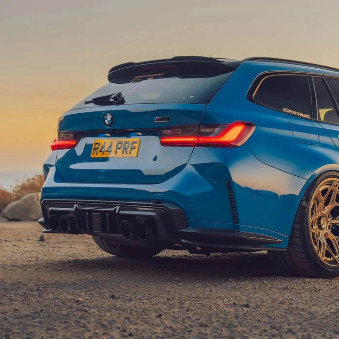 Kies-Motorsports R44 Performance MHC+ BMW M3/M4 DF1 LED Rear Diffuser In Gloss Pre Preg Carbon Fibre (G80/G81/G82/G83)