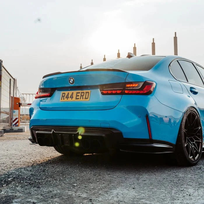 Kies-Motorsports R44 Performance MHC+ BMW M3/M4 DF1 LED Rear Diffuser In Gloss Pre Preg Carbon Fibre (G80/G81/G82/G83)