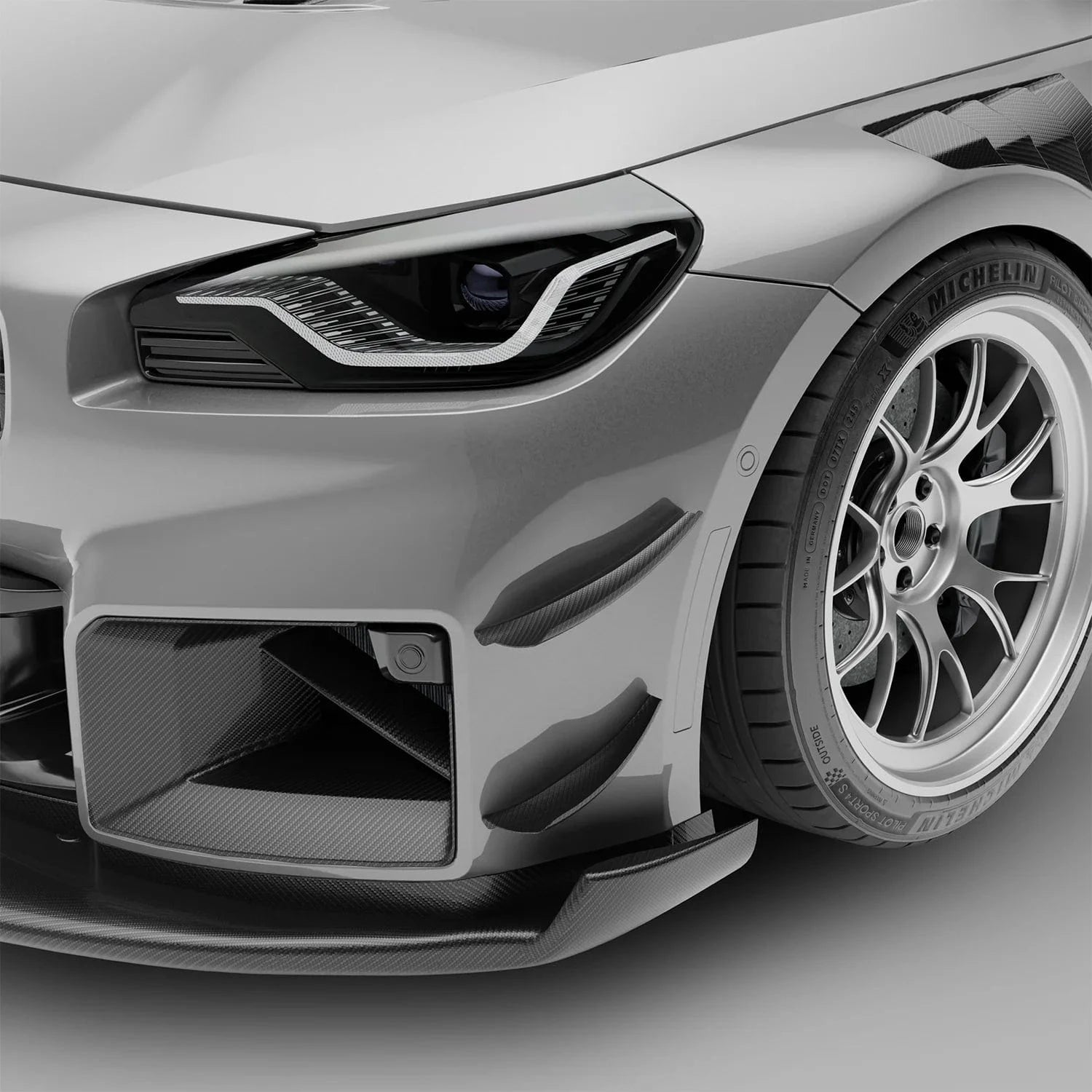 Kies-Motorsports Revozport Revozport Carbon Fiber Front Bumper Canards for BMW G87 M2