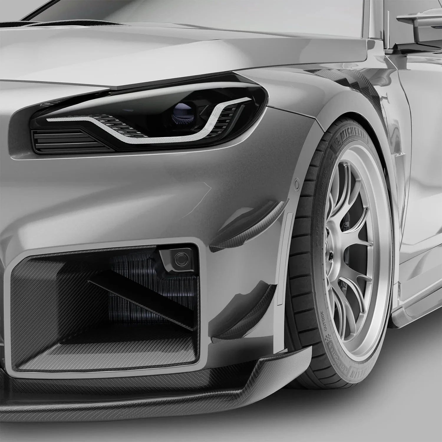 Kies-Motorsports Revozport Revozport Carbon Fiber Front Bumper Canards for BMW G87 M2
