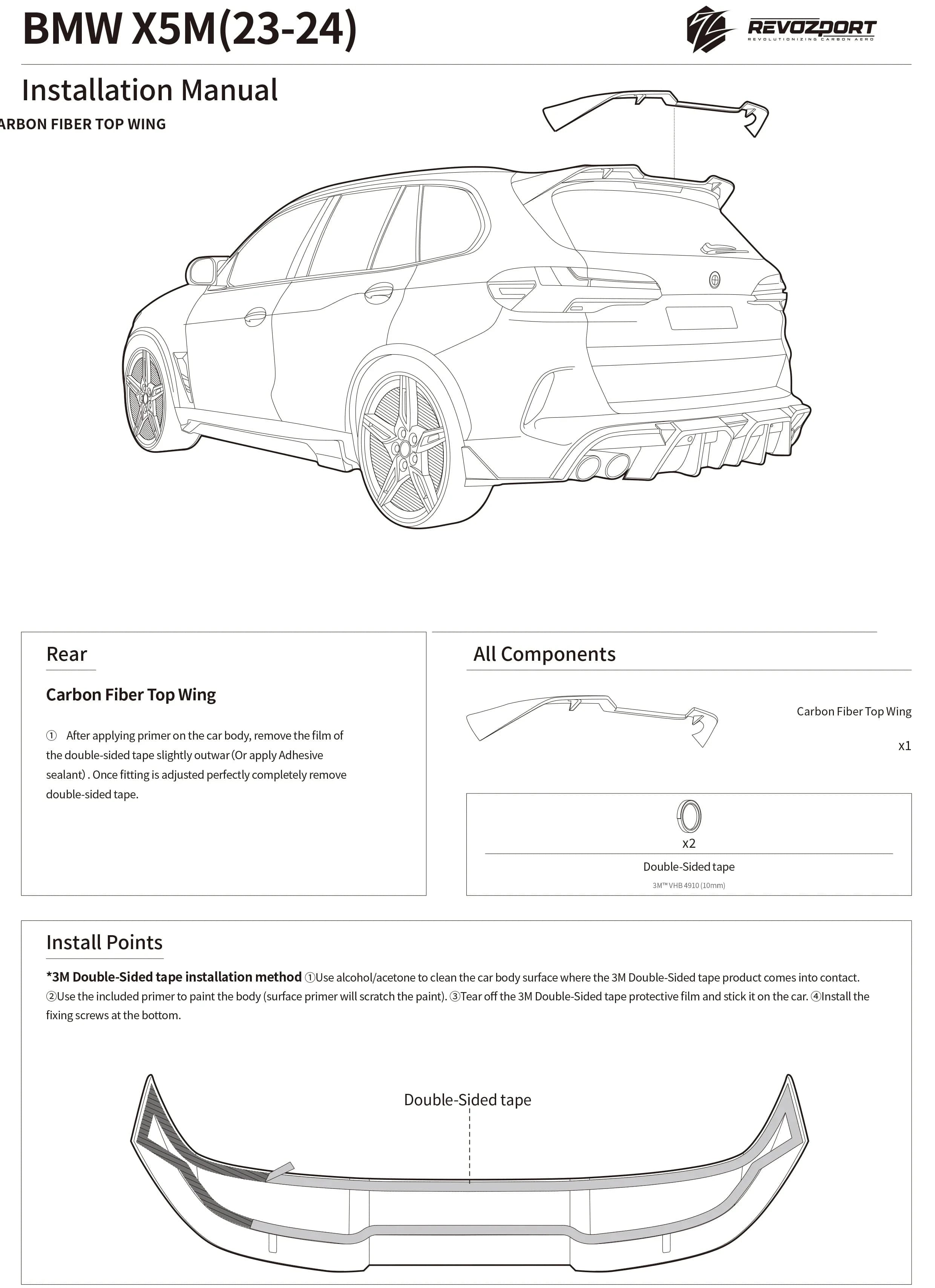 Kies-Motorsports Revozport Revozport Carbon Fiber Rear Spoiler for BMW X5M F95 LCI (2023+)