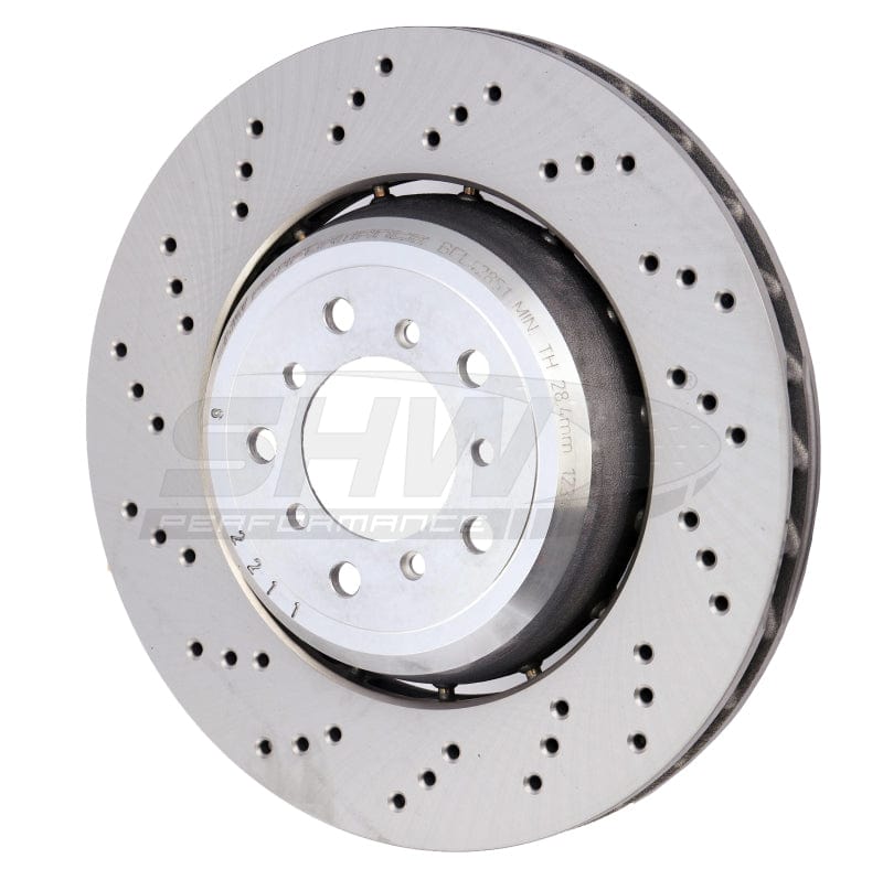 Kies-Motorsports SHW Performance SHW 08-13 BMW M3 4.0L Left Front Cross-Drilled Lightweight Brake Rotor (34112283801)