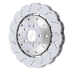 Kies-Motorsports SHW Performance SHW 14-20 Audi R8 5.2L (Excl Ceramic Brake) Front Drilled-Dimpled LW Wavy Brake Rotor (4S0615301B)