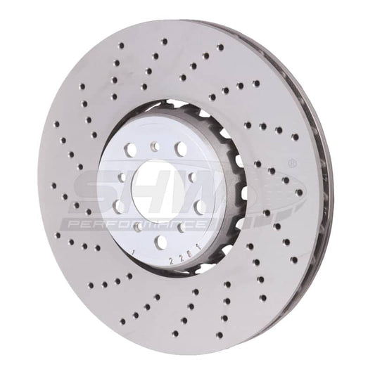 Kies-Motorsports SHW Performance SHW 15-18 BMW X5 M 4.4L Left Front Cross-Drilled Lightweight Brake Rotor (34112284901)