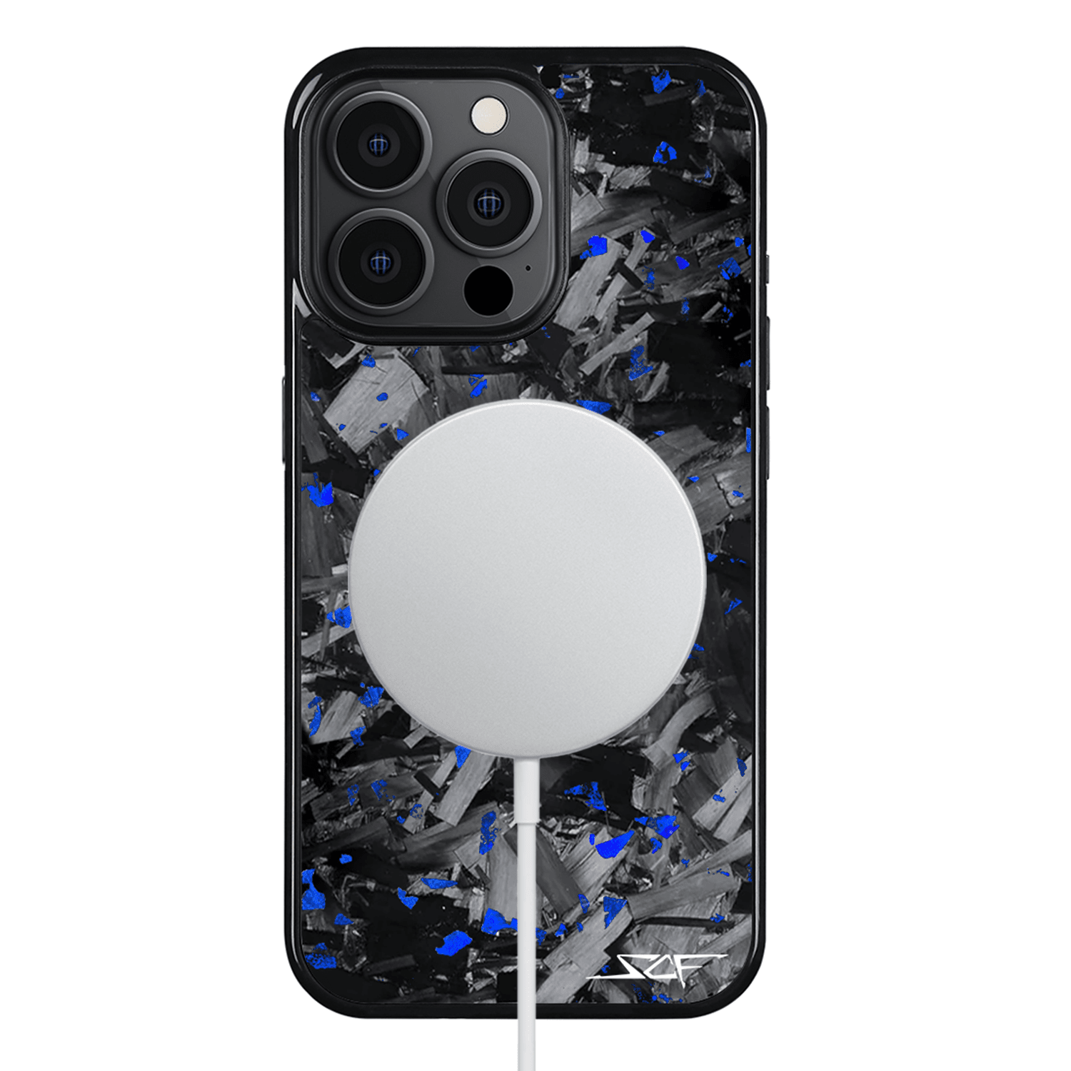 Kies-Motorsports Simply Carbon Fiber iPhone | Blue Flake Forged Chunk Carbon Fiber Case | CLASSIC Series