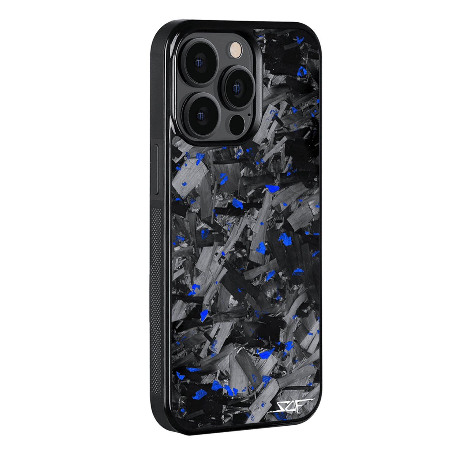 Kies-Motorsports Simply Carbon Fiber iPhone | Blue Flake Forged Chunk Carbon Fiber Case | CLASSIC Series iPhone 15 Pro Max