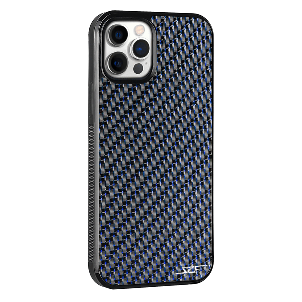 Kies-Motorsports Simply Carbon Fiber iPhone | Blue Lace Carbon Fiber Case | CLASSIC Series iPhone 12 Pro Max