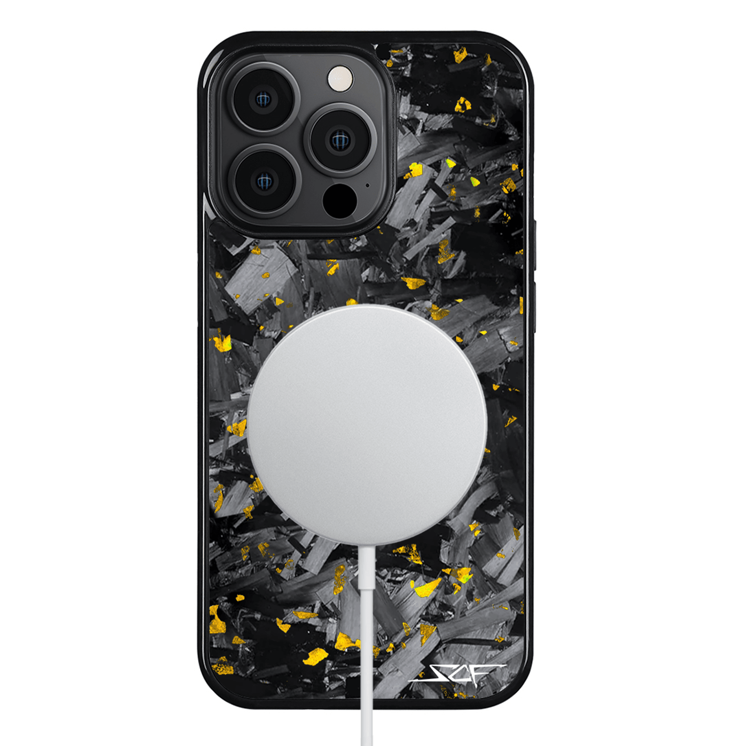 Kies-Motorsports Simply Carbon Fiber iPhone | Gold Flake Forged Chunk Carbon Fiber Case | CLASSIC Series