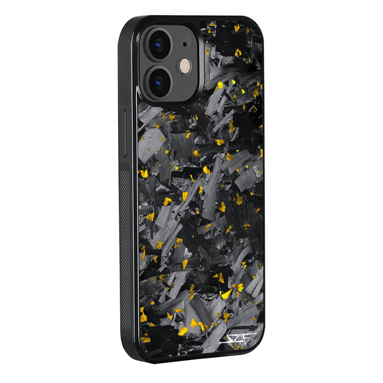Kies-Motorsports Simply Carbon Fiber iPhone | Gold Flake Forged Chunk Carbon Fiber Case | CLASSIC Series iPhone 12
