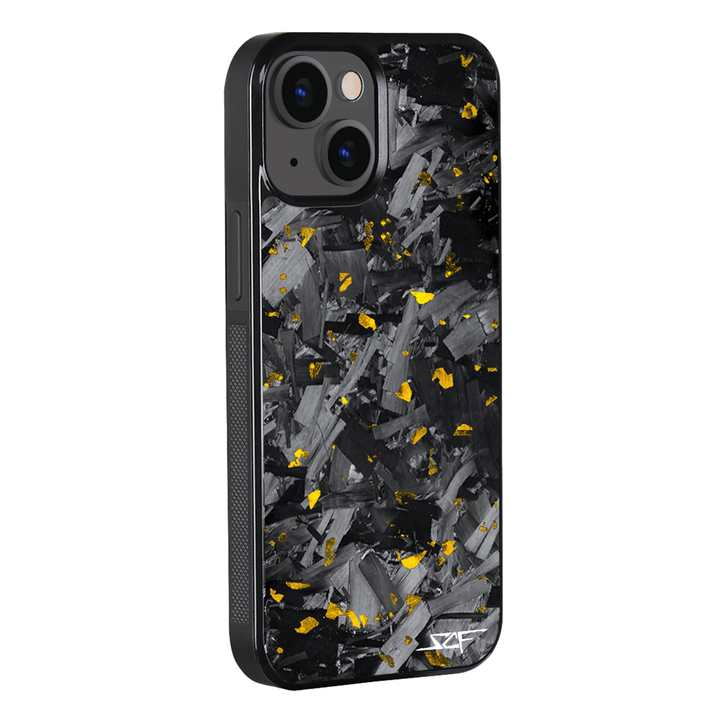 Kies-Motorsports Simply Carbon Fiber iPhone | Gold Flake Forged Chunk Carbon Fiber Case | CLASSIC Series iPhone 15 Plus