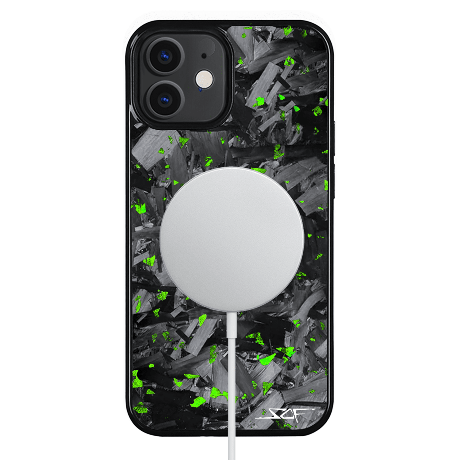 Kies-Motorsports Simply Carbon Fiber iPhone | Green Flake Forged Chunk Carbon Fiber Case | CLASSIC Series