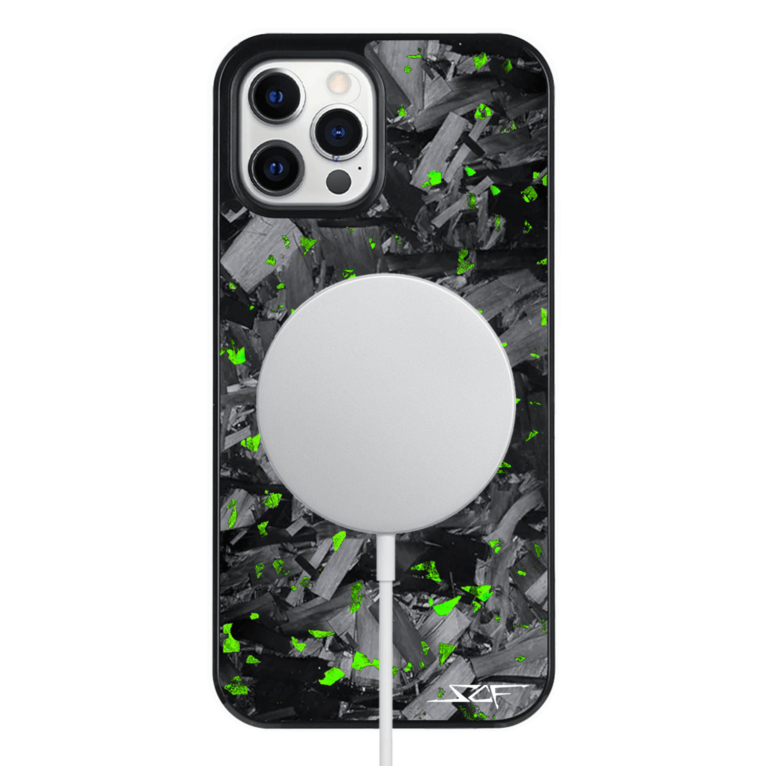Kies-Motorsports Simply Carbon Fiber iPhone | Green Flake Forged Chunk Carbon Fiber Case | CLASSIC Series