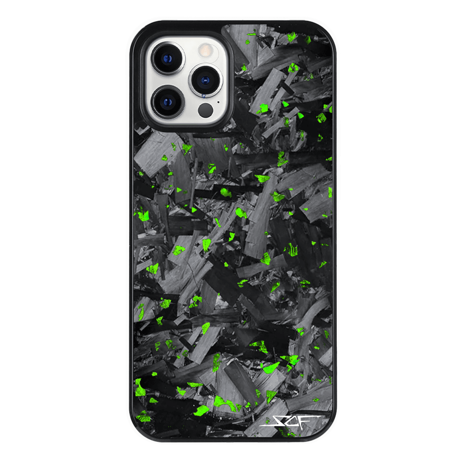 Kies-Motorsports Simply Carbon Fiber iPhone | Green Flake Forged Chunk Carbon Fiber Case | CLASSIC Series