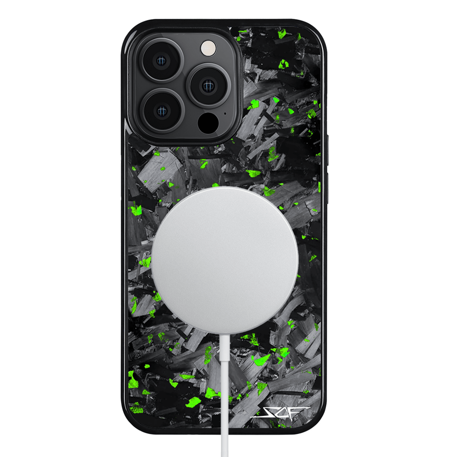 Kies-Motorsports Simply Carbon Fiber iPhone | Green Flake Forged Chunk Carbon Fiber Case | CLASSIC Series