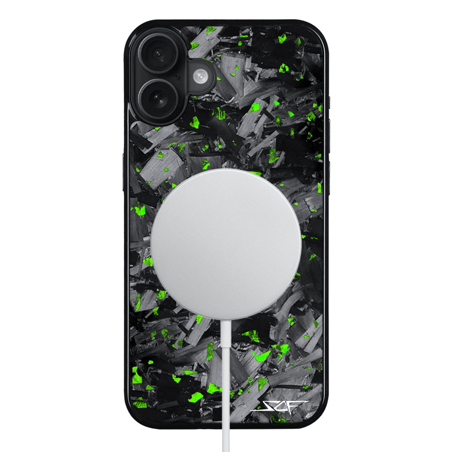 Kies-Motorsports Simply Carbon Fiber iPhone | Green Flake Forged Chunk Carbon Fiber Case | CLASSIC Series