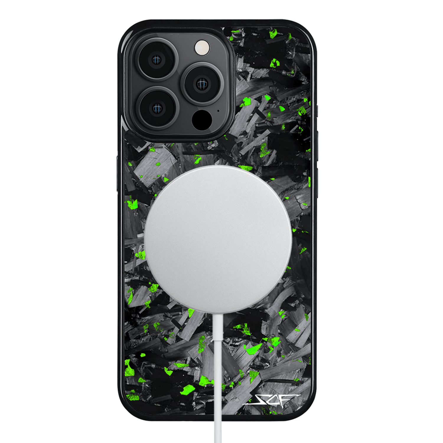 Kies-Motorsports Simply Carbon Fiber iPhone | Green Flake Forged Chunk Carbon Fiber Case | CLASSIC Series