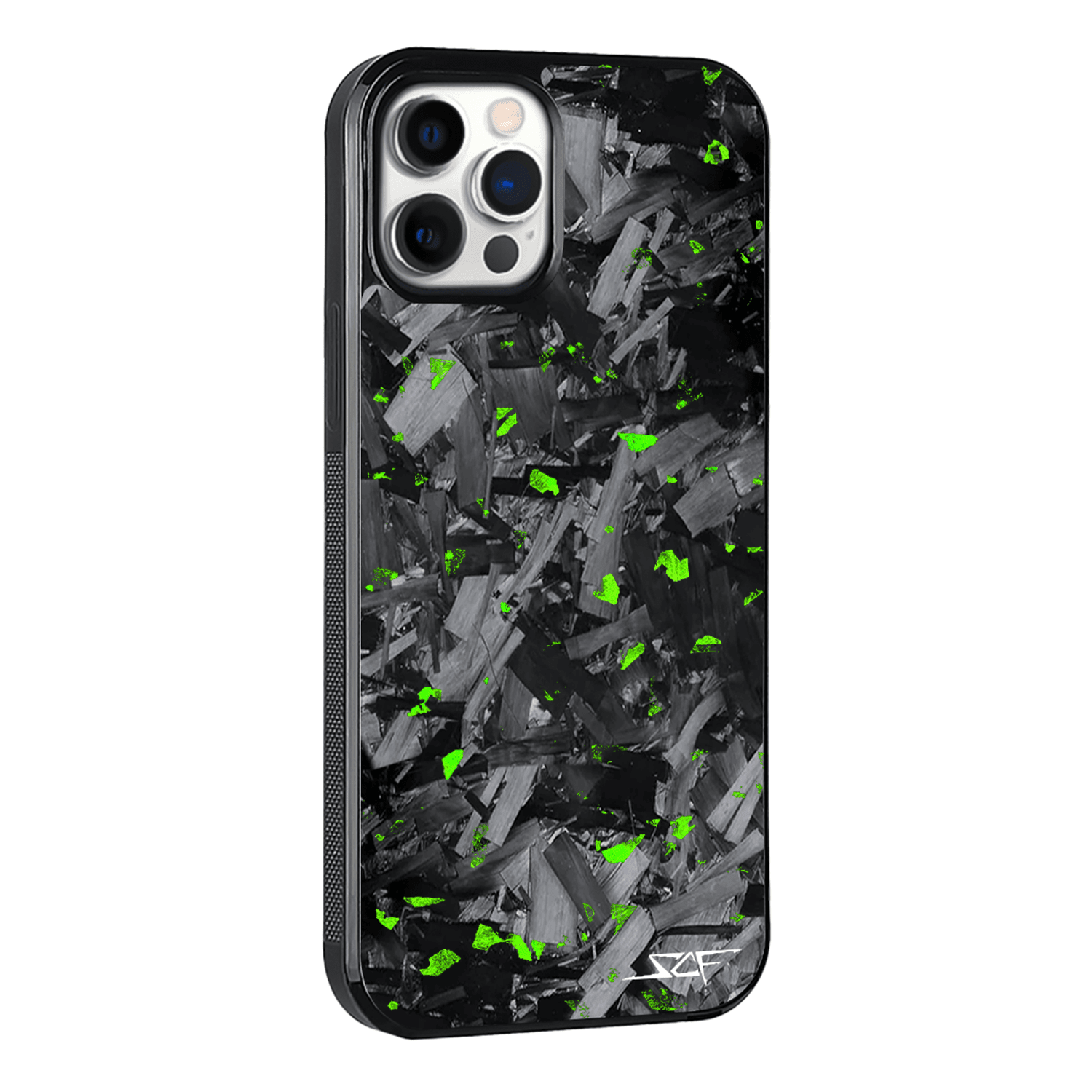 Kies-Motorsports Simply Carbon Fiber iPhone | Green Flake Forged Chunk Carbon Fiber Case | CLASSIC Series iPhone 12 Pro Max