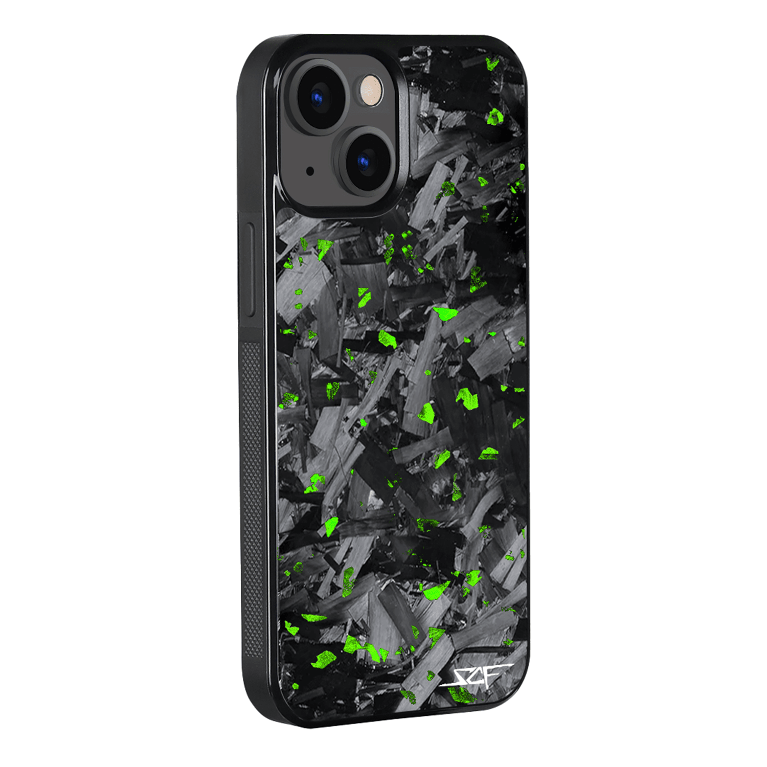 Kies-Motorsports Simply Carbon Fiber iPhone | Green Flake Forged Chunk Carbon Fiber Case | CLASSIC Series iPhone 15 Plus