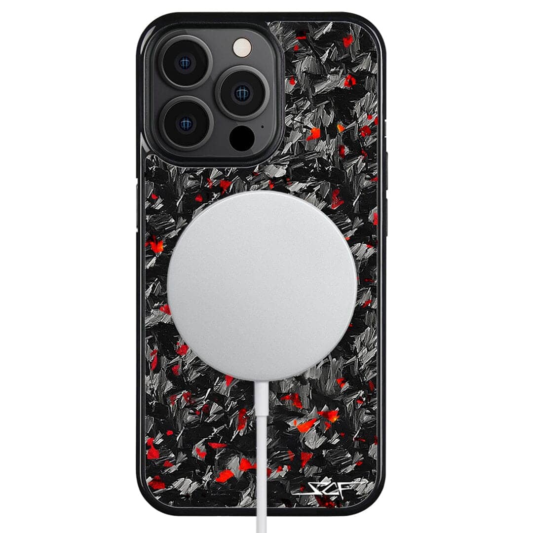 Kies-Motorsports Simply Carbon Fiber iPhone | Red Flake Forged Carbon Fiber Case | CLASSIC Series