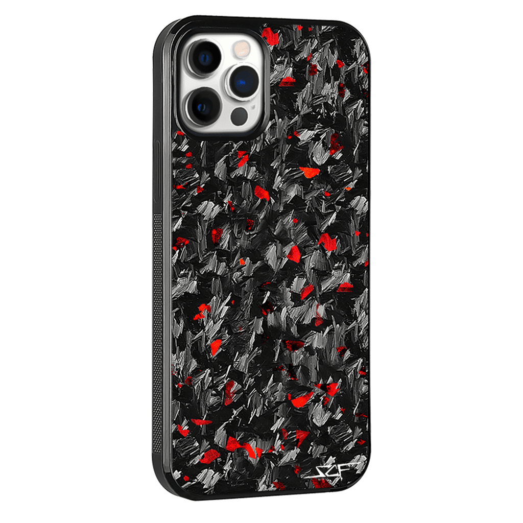 Kies-Motorsports Simply Carbon Fiber iPhone | Red Flake Forged Carbon Fiber Case | CLASSIC Series iPhone 12 Pro Max