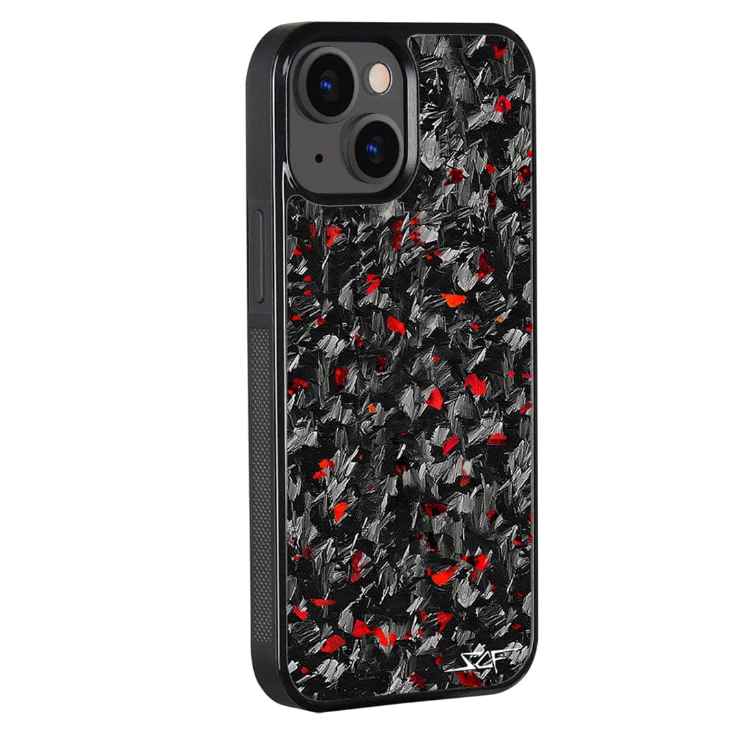 Kies-Motorsports Simply Carbon Fiber iPhone | Red Flake Forged Carbon Fiber Case | CLASSIC Series iPhone 15 Plus