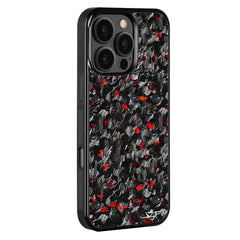 Kies-Motorsports Simply Carbon Fiber iPhone | Red Flake Forged Carbon Fiber Case | CLASSIC Series iPhone 16 Pro Max