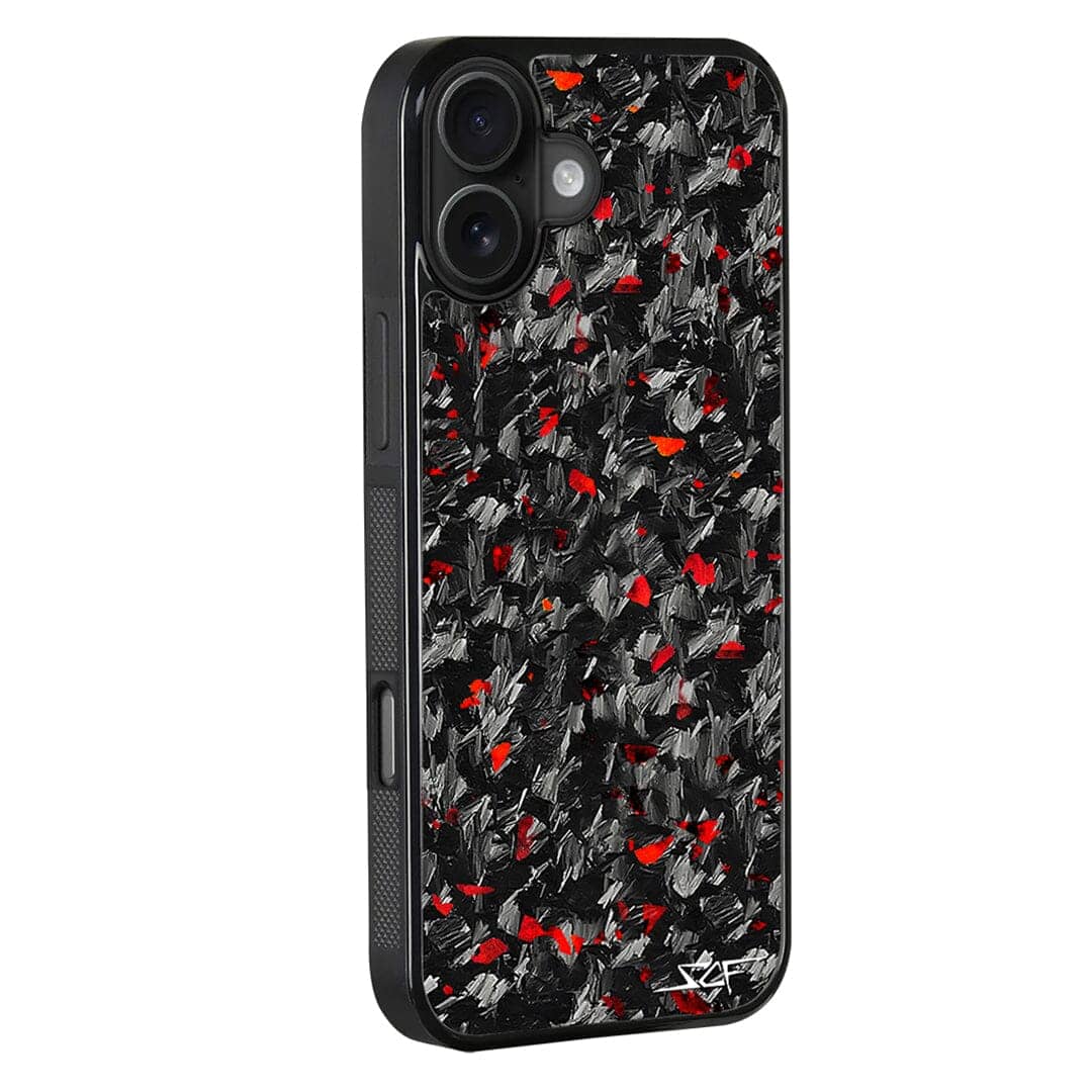 Kies-Motorsports Simply Carbon Fiber iPhone | Red Flake Forged Carbon Fiber Case | CLASSIC Series iPhone 17