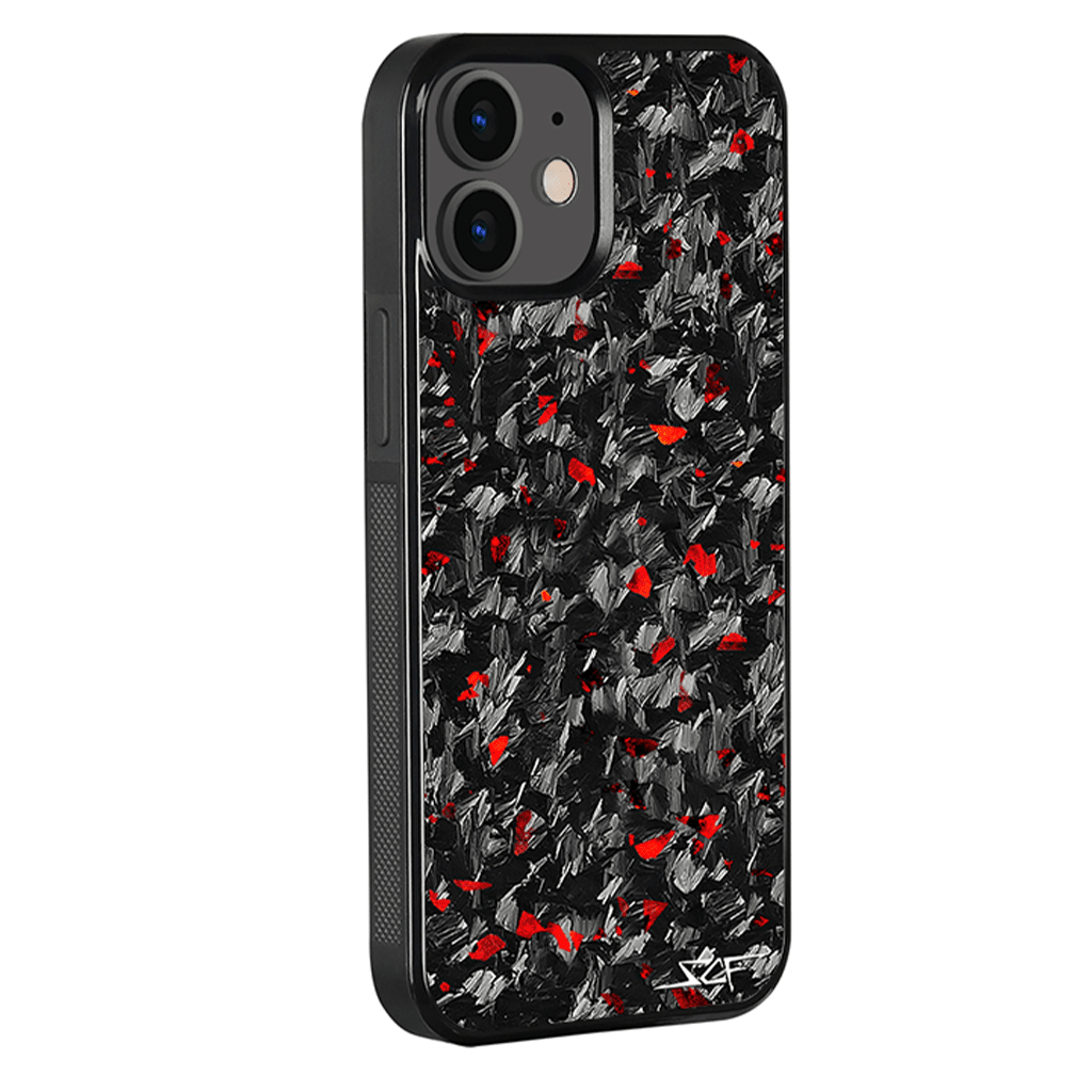 Kies-Motorsports Simply Carbon Fiber iPhone | Red Flake Forged Carbon Fiber Case | CLASSIC Series iPhoner 12