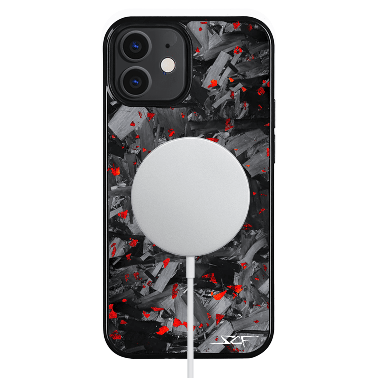 Kies-Motorsports Simply Carbon Fiber iPhone | Red Flake Forged Chunk Carbon Fiber Case | CLASSIC Series