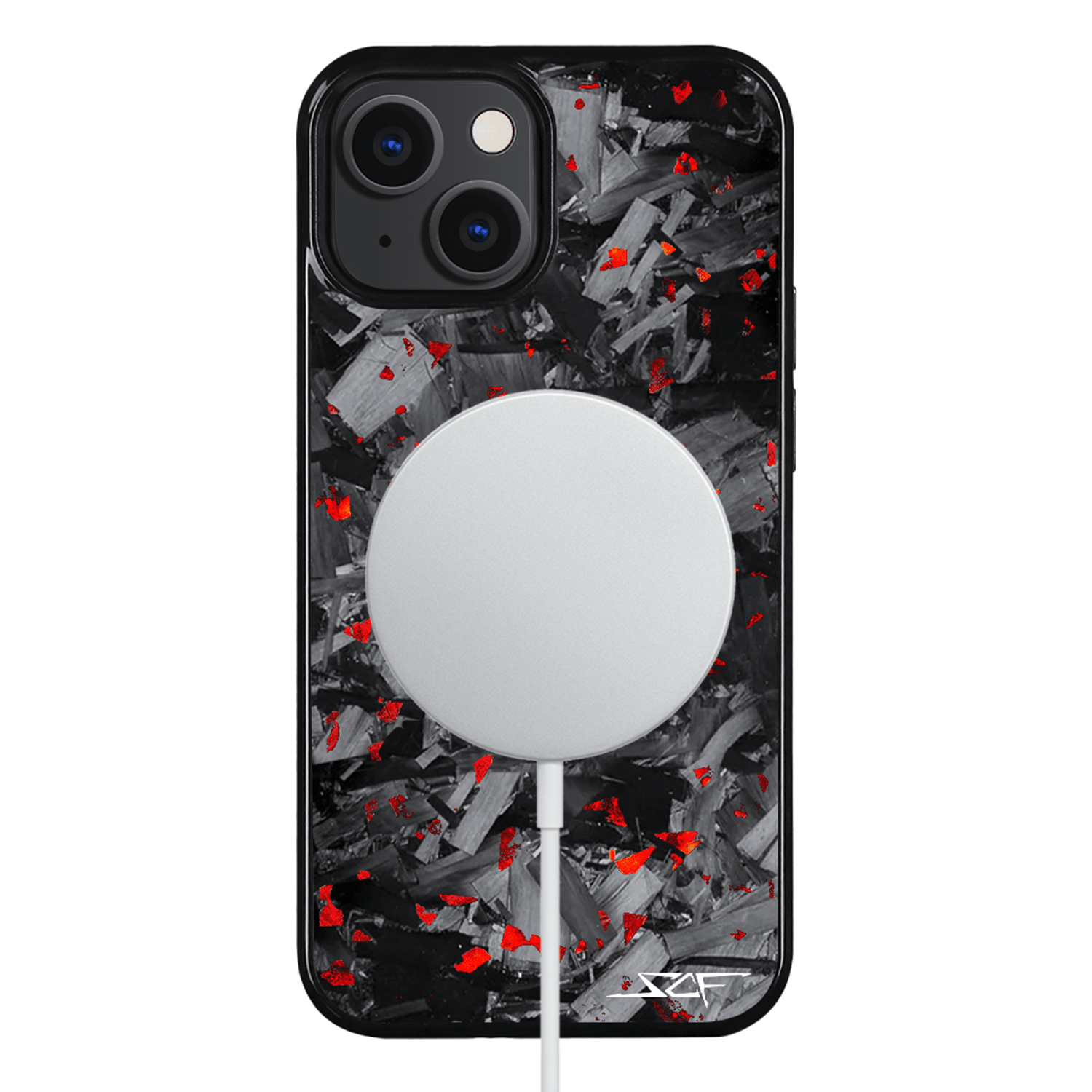 Kies-Motorsports Simply Carbon Fiber iPhone | Red Flake Forged Chunk Carbon Fiber Case | CLASSIC Series