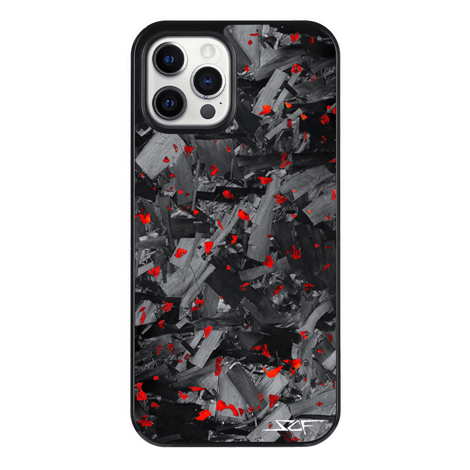 Kies-Motorsports Simply Carbon Fiber iPhone | Red Flake Forged Chunk Carbon Fiber Case | CLASSIC Series