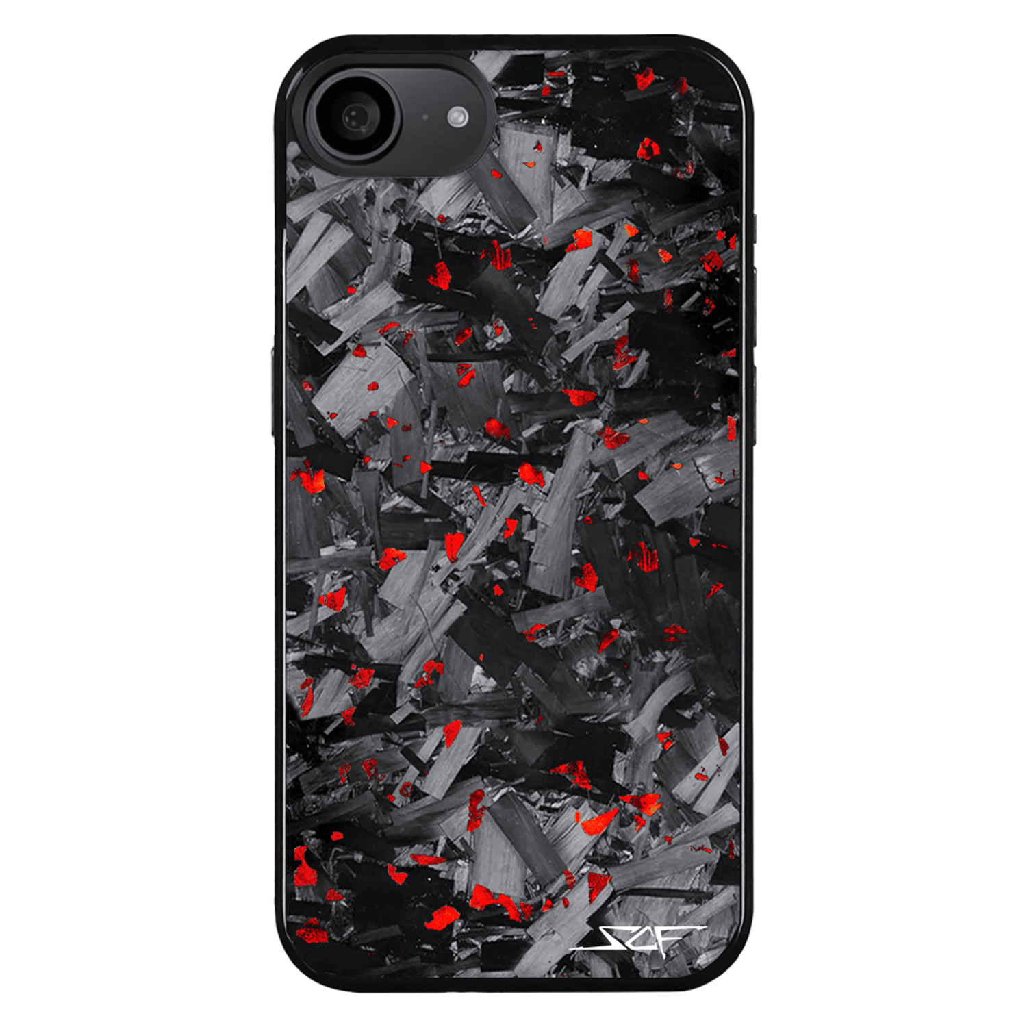 Kies-Motorsports Simply Carbon Fiber iPhone | Red Flake Forged Chunk Carbon Fiber Case | CLASSIC Series