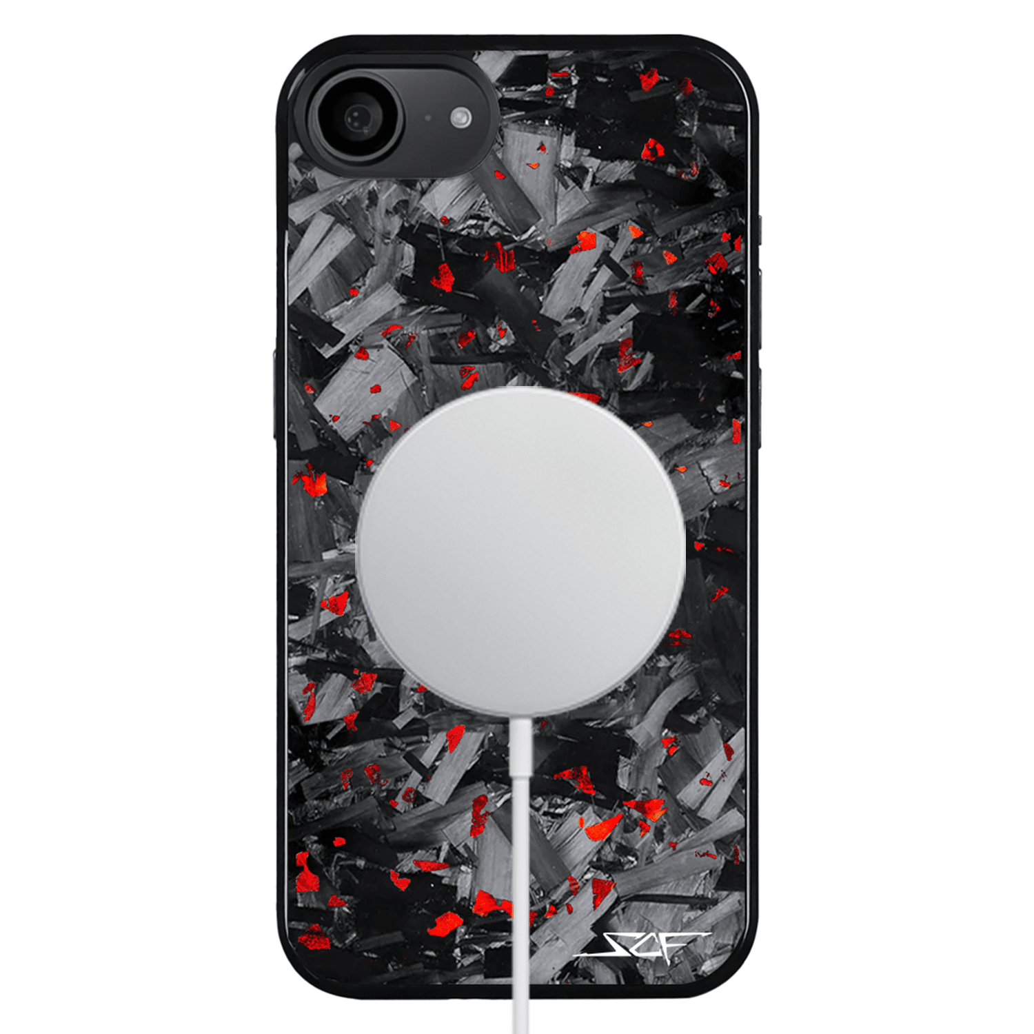Kies-Motorsports Simply Carbon Fiber iPhone | Red Flake Forged Chunk Carbon Fiber Case | CLASSIC Series