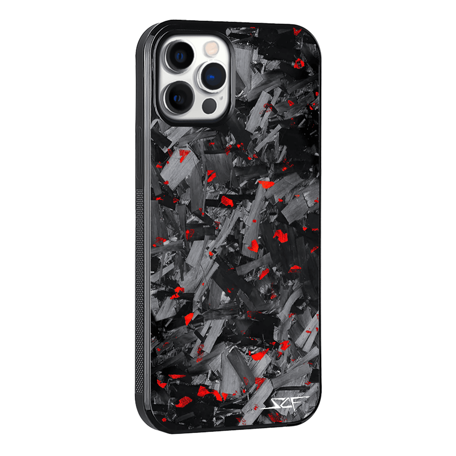 Kies-Motorsports Simply Carbon Fiber iPhone | Red Flake Forged Chunk Carbon Fiber Case | CLASSIC Series iPhone 12 Pro Max
