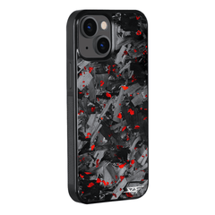 Kies-Motorsports Simply Carbon Fiber iPhone | Red Flake Forged Chunk Carbon Fiber Case | CLASSIC Series iPhone 15 Plus