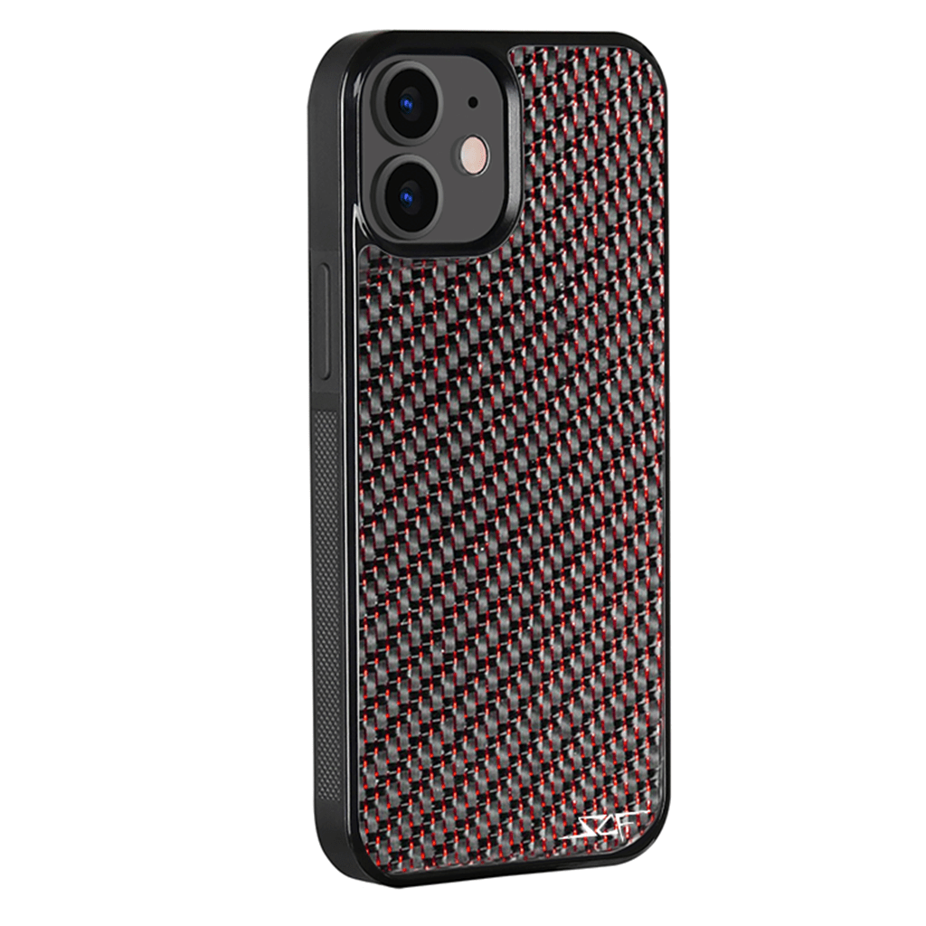 Kies-Motorsports Simply Carbon Fiber iPhone | Red Lace Carbon Fiber Case | CLASSIC Series iPhone 12