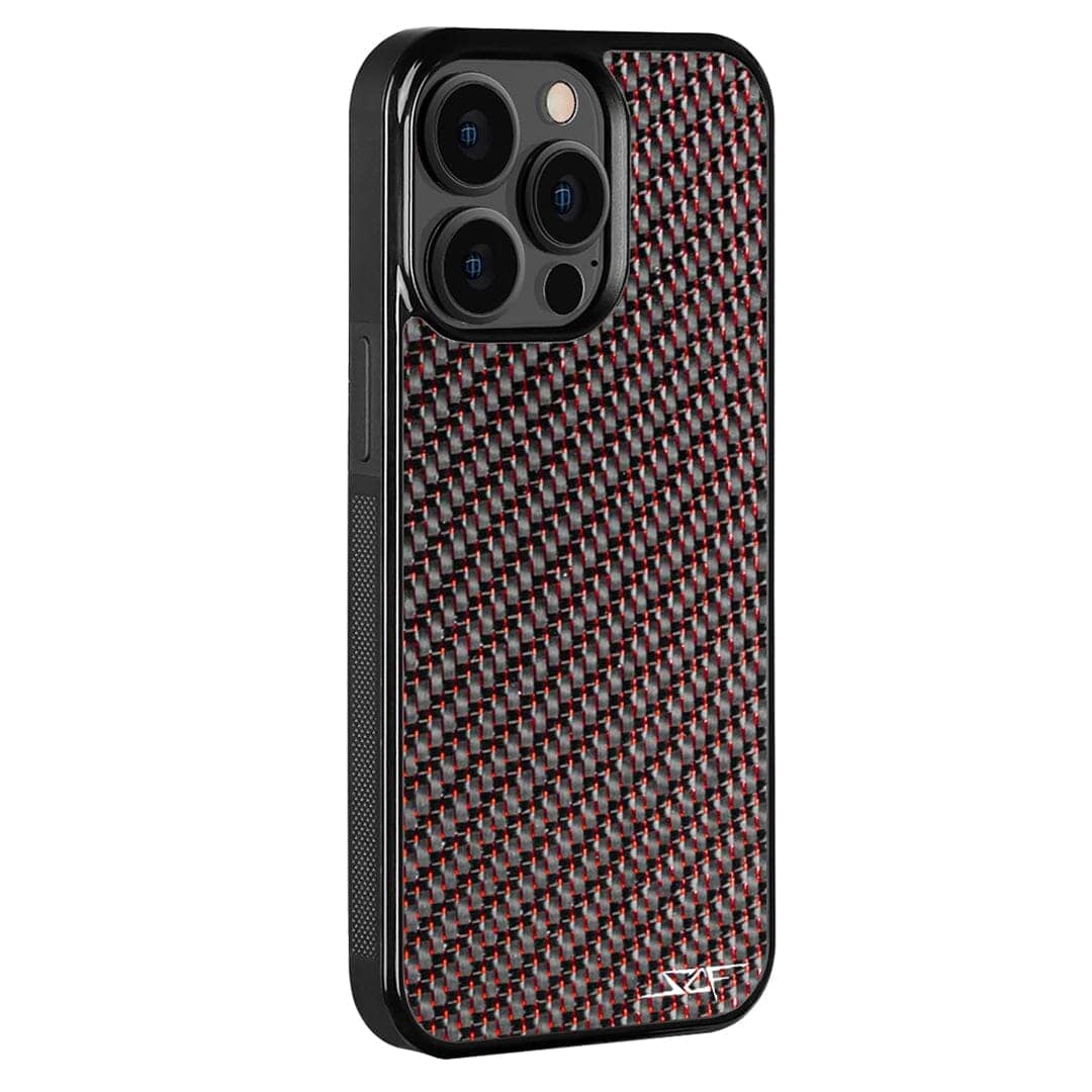 Kies-Motorsports Simply Carbon Fiber iPhone | Red Lace Carbon Fiber Case | CLASSIC Series iPhone 15 Pro Max