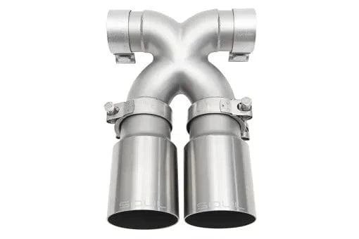 Kies-Motorsports Soul Performance Porsche 987.2 / 981 Cayman / Boxster Bolt-On X-Pipe With Tips - Straight Cut Single Wall Straight Cut Single Wall / Brushed