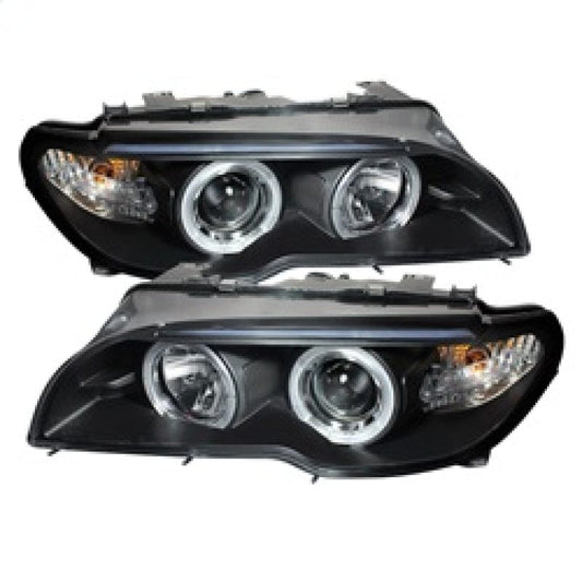Kies-Motorsports SPYDER Spyder BMW E46 3-Series 04-06 2 DR Projector Halogen Model- LED Halo Blk PRO-YD-BMWE4604-2DR-HL-BK