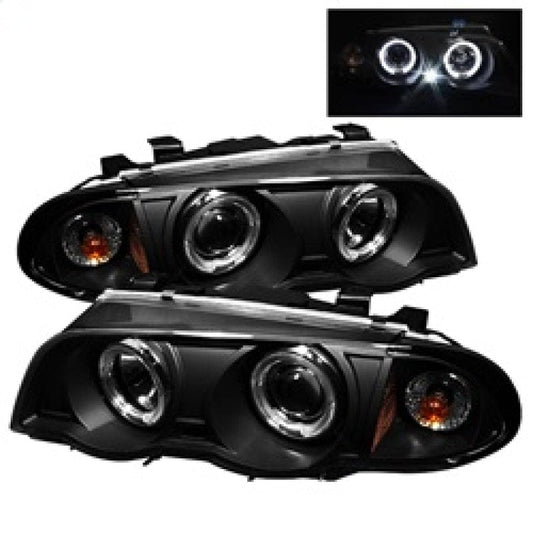 Kies-Motorsports SPYDER Spyder BMW E46 3-Series 99-01 4DR Projector 1PC LED Halo Amber Reflctr Blk PRO-YD-BMWE46-4D-HL-AM-BK
