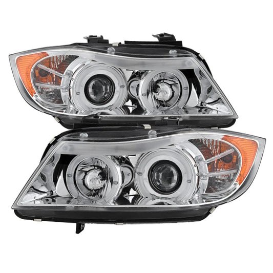 Kies-Motorsports SPYDER Spyder BMW E90 3-Series 06-08 Projector LED Halo Amber Reflctr Rplc Bulb Chrm PRO-YD-BMWE9005-AM-C