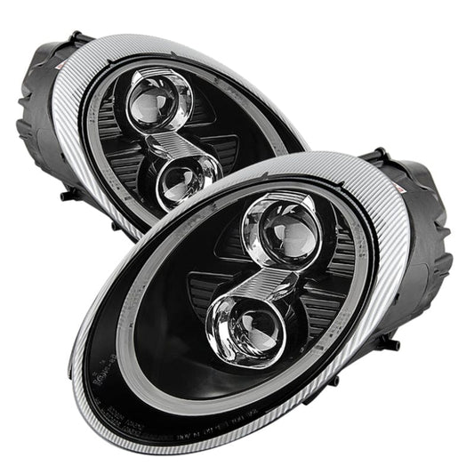Kies-Motorsports SPYDER Spyder Porsche 911 997 2005-2009 Projector Headlights Halogen Model DRL LED Blk PRO-YD-P99705-DRL-BK
