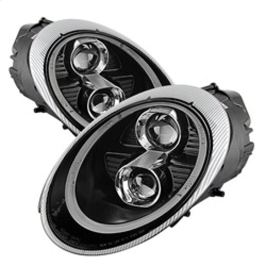 Kies-Motorsports SPYDER Spyder Porsche 911 997 2005-2009 Projector Headlights Halogen Model DRL LED Blk PRO-YD-P99705-DRL-BK