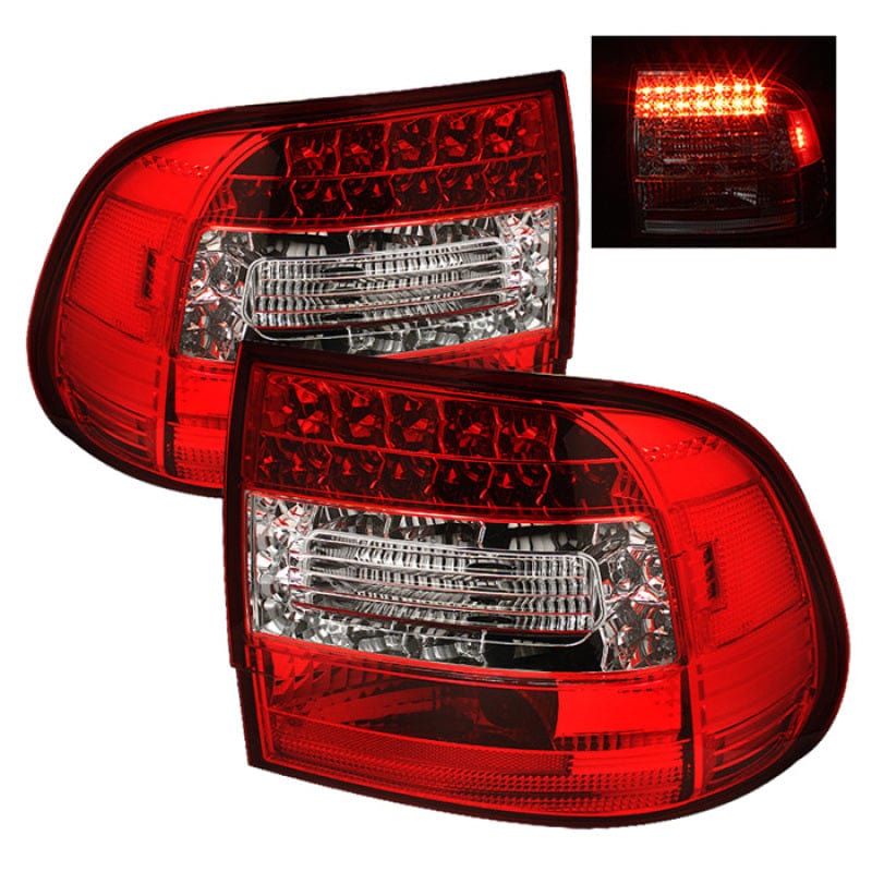 Kies-Motorsports SPYDER Spyder Porsche Cayenne 03-07 LED Tail Lights Red Clear ALT-YD-PCAY03-LED-RC