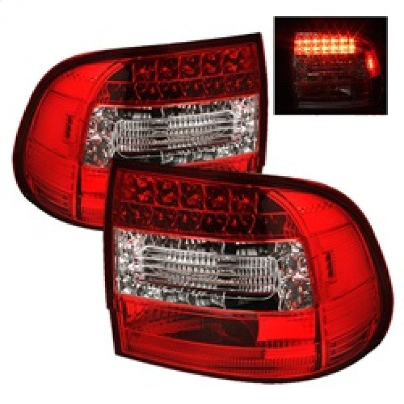 Kies-Motorsports SPYDER Spyder Porsche Cayenne 03-07 LED Tail Lights Red Clear ALT-YD-PCAY03-LED-RC
