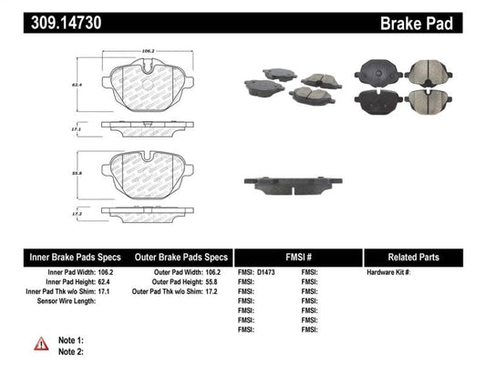 Kies-Motorsports Stoptech StopTech 11-17 BMW 5-Series / X3 Sport Performance Rear Brake Pads