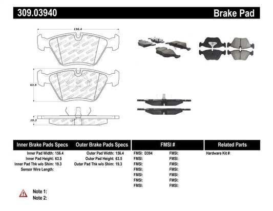 Kies-Motorsports Stoptech StopTech 95-99 BMW M3 / 01-07 M3 E46 / 89-93 M5 / 98-02 Z3 M series / 93-95 530 Front Brake Pads
