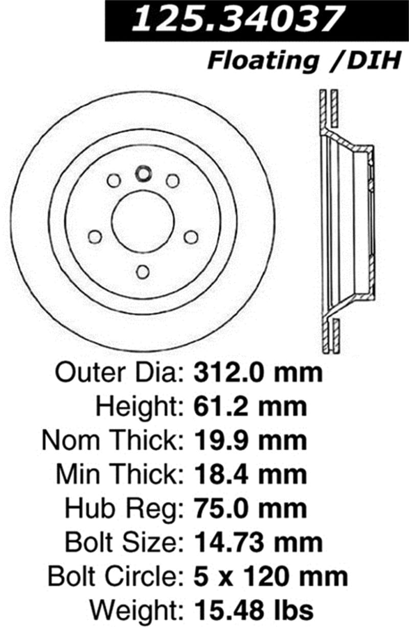 Kies-Motorsports Stoptech Stoptech 95-99 BMW M3 / 98-02 BMW Z3 Right Rear High Carbon CRYO STOP Rotor
