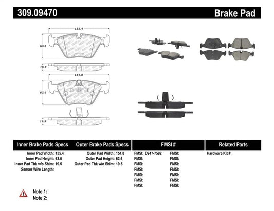 Kies-Motorsports Stoptech StopTech Performance 06-09 BMW M3/Z4 (E86/E89) Front Brake Pads