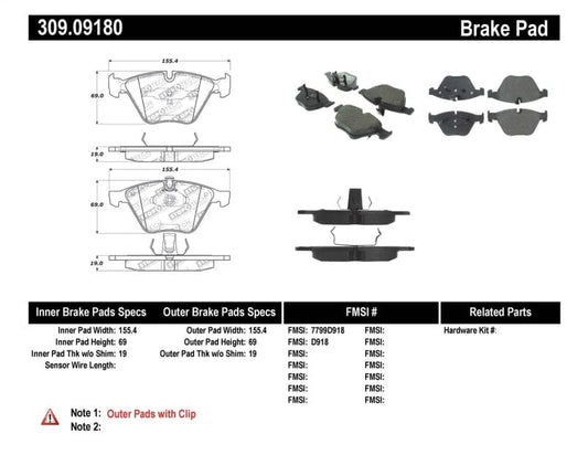 Kies-Motorsports Stoptech StopTech Performance 07-09 BMW E90/E92/E93 335i Coupe/Sedan Front Brake Pads D918